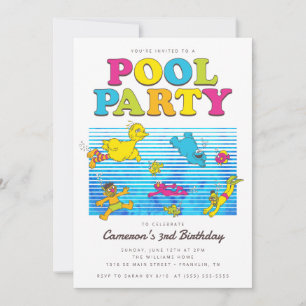 Sesame Street Bassäng Party Sommarfödelsedag Sim Inbjudningar