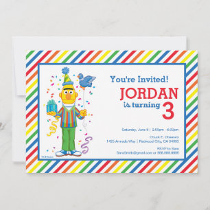 Sesame Street Bert Stripe Birthday Inbjudningar