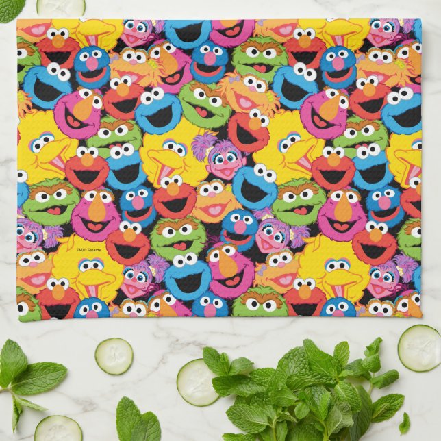 Sesame Street Character Ansikte Mönster Kökshandduk (Vikta)