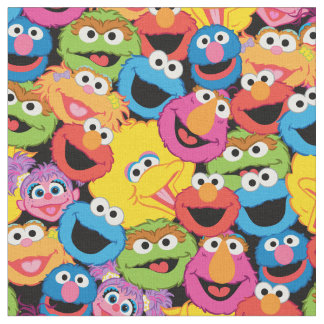 Sesame Street Character Ansikte Mönster Tyg