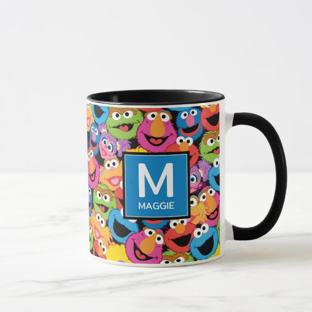 Sesame Street Character Ansikte Namn & Monogram Mugg (Höger)