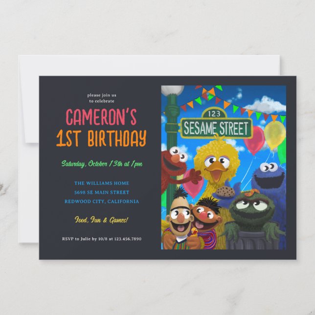 Sesame Street Character Birthday Illustration Inbjudningar (Framsida)