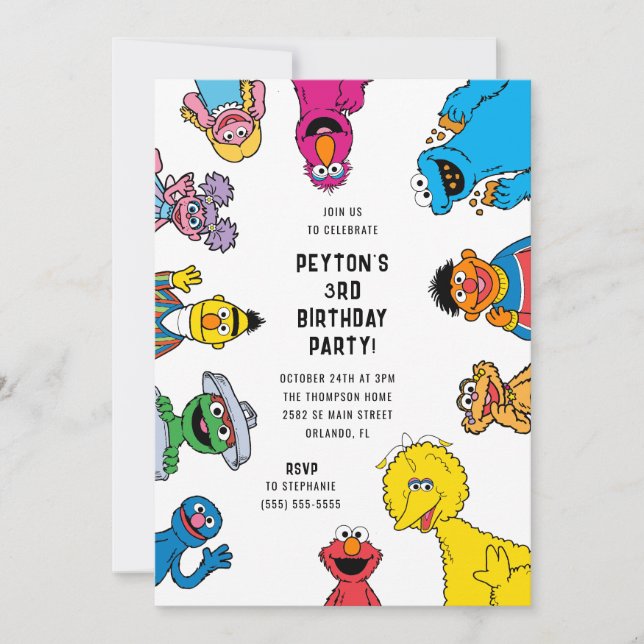 Sesame Street Character Birthday Inbjudningar (Framsida)