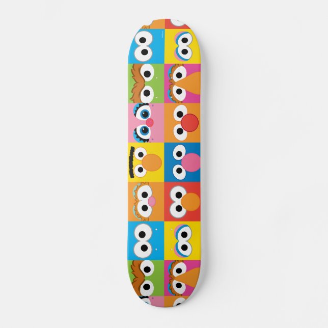 Sesame Street Character Öga Mönster Mini Skateboard Bräda 18,5 Cm (Framsida)