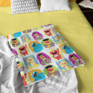 Sesame Street Character Roligt & Colorful Mönster Fleecefilt