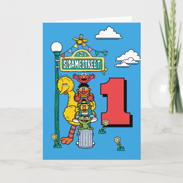 Sesame Street Characters Birthday Card Kort (Framsida)
