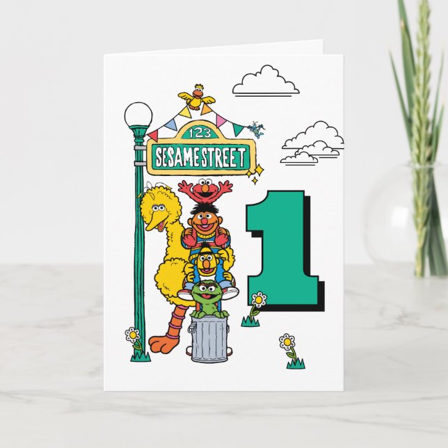 Sesame Street Characters Birthday Card Kort (Framsida)