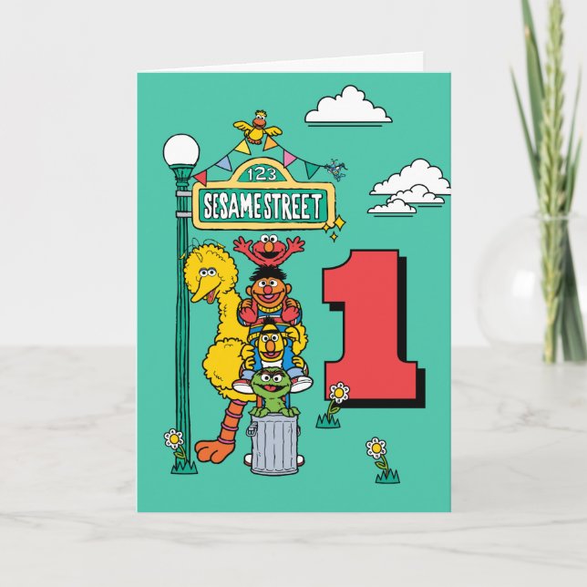 Sesame Street Characters Birthday Card Kort (Framsida)