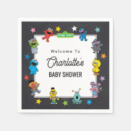 Sesame Street Characters Chalkboard Baby Shower Pappersservett