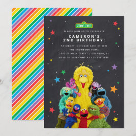 Sesame Street Characters Chalkboard Inbjudningar