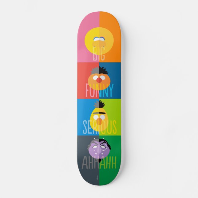 Sesame Street Characters - Färg Block Mini Skateboard Bräda 18,5 Cm (Framsida)