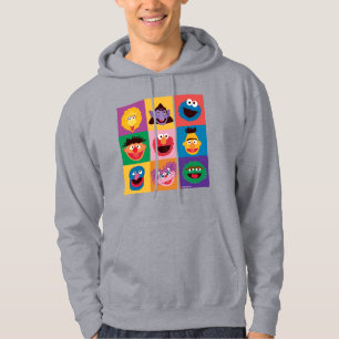 Sesame Street Characters Färgblocksrutnät Hoodie