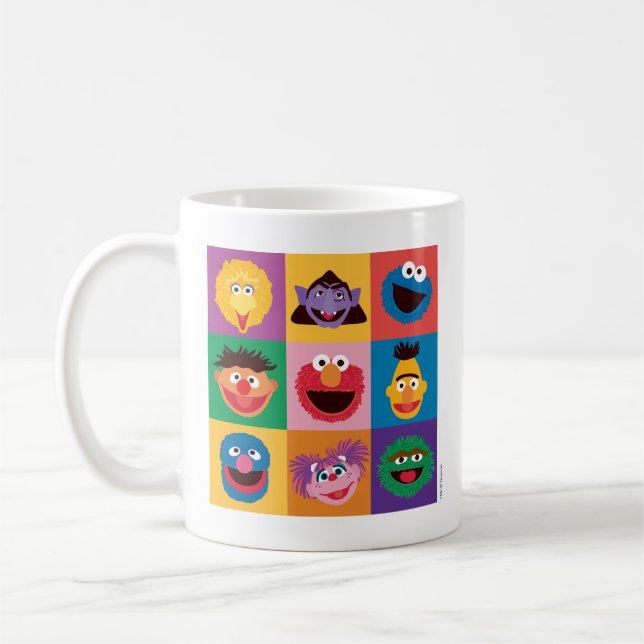 Sesame Street Characters | Färgblocksrutnät Kaffemugg (Vänster)