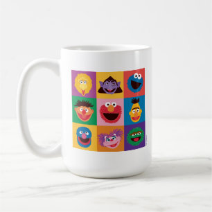 Sesame Street Characters Färgblocksrutnät Kaffemugg