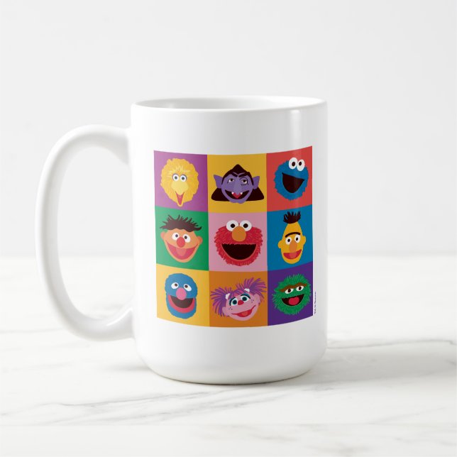 Sesame Street Characters | Färgblocksrutnät Kaffemugg (Vänster)