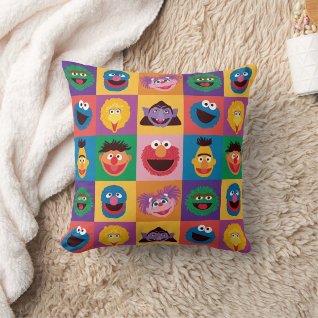 Sesame Street Characters | Färgblocksrutnät Kudde (Filt)