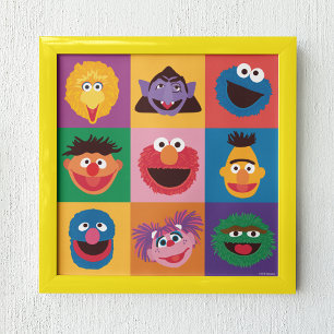 Sesame Street Characters Färgblocksrutnät Poster