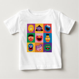 Sesame Street Characters Färgblocksrutnät T Shirt