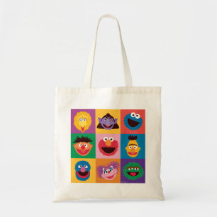 Sesame Street Characters Färgblocksrutnät Tygkasse