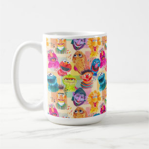 Sesame Street Characters Färgfläckig Mönster Kaffemugg
