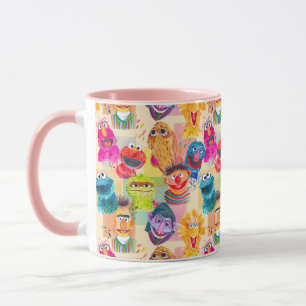 Sesame Street Characters Färgfläckig Mönster Mugg