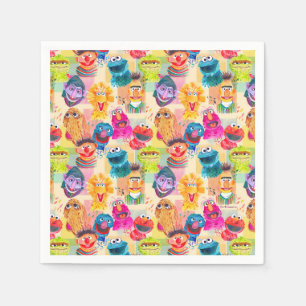 Sesame Street Characters Färgfläckig Mönster Pappersservett