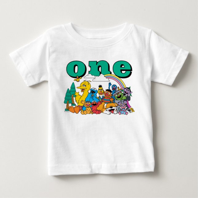 Sesame Street Characters First Birthday Baby T-Shi T Shirt (Framsida)