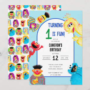Sesame Street Characters First Födelsedagsfest Inbjudningar