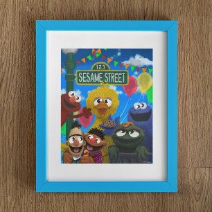 Sesame Street Characters   Party Scene Poster