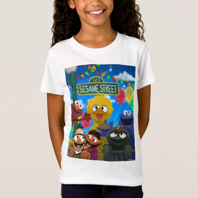 Sesame Street Characters | Party Scene T Shirt (Framsida)