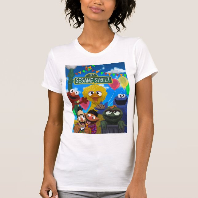 Sesame Street Characters | Party Scene T Shirt (Framsida)