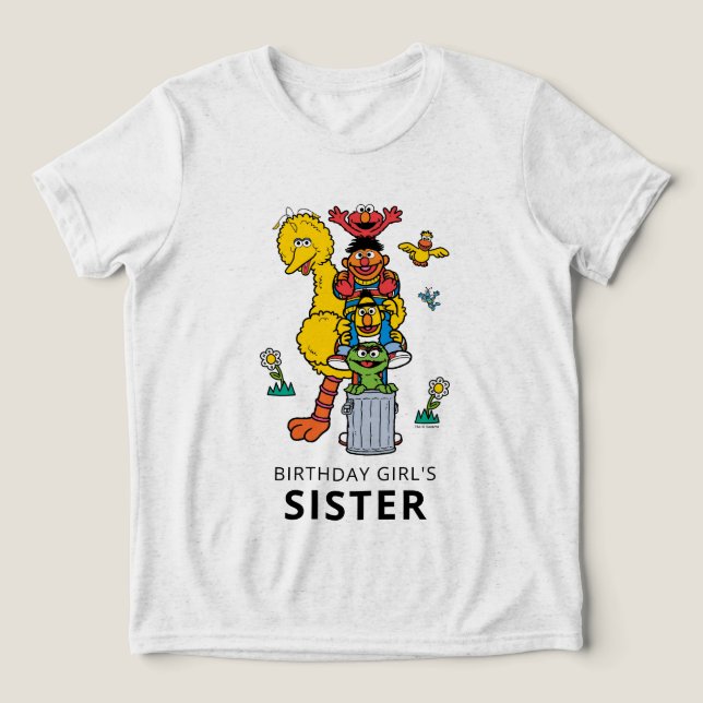 Sesame Street Characters & Street Sign Birthday Tr T Shirt (Design Framsida)