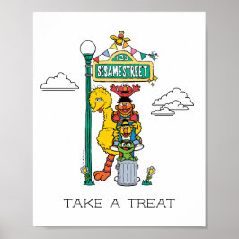 Sesame Street Characters & Street Sign Poster