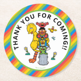Sesame Street Characters & Street Sign Round Paper Underlägg Papper Rund