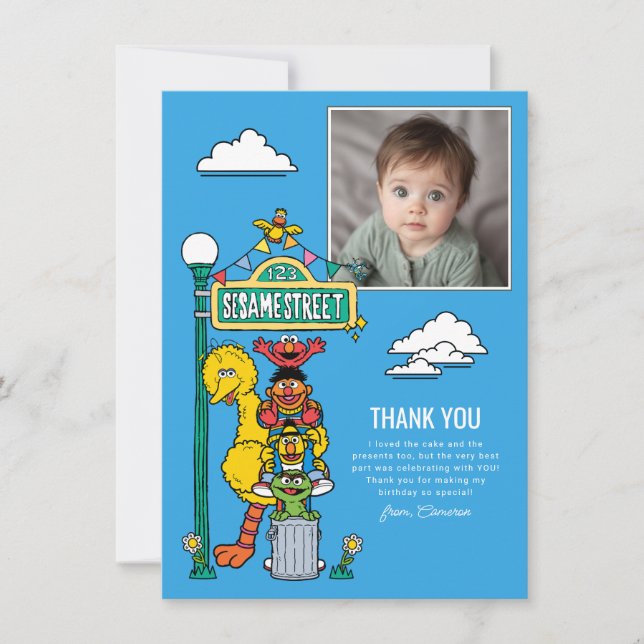 Sesame Street Characters & Street Sign Thank You C Tack Kort (Framsida)