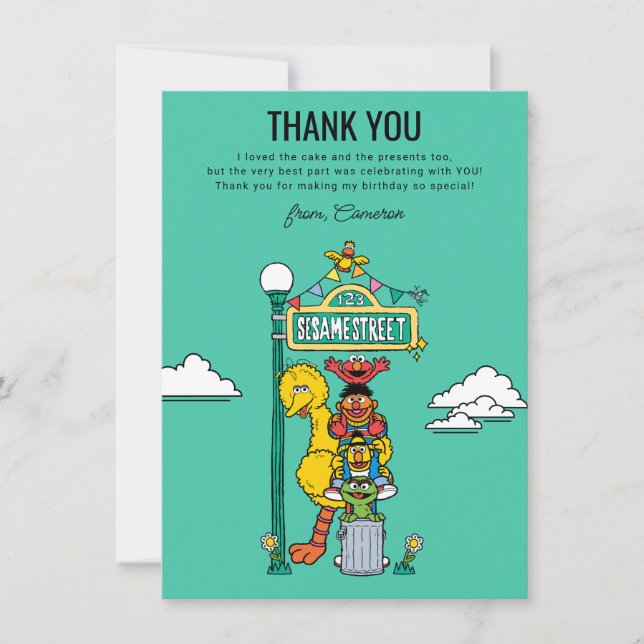 Sesame Street Characters & Street Sign Thank You C Tack Kort (Framsida)