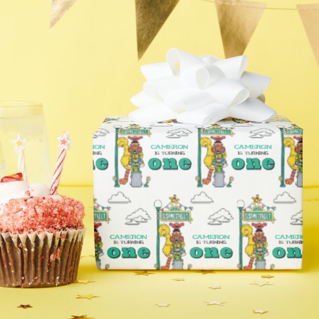 Sesame Street Characters & Street Sign Wrapping Pa Presentpapper (Födelsedagsfest)