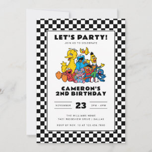 Sesame Street Checkerboard Birthday Inbjudningar