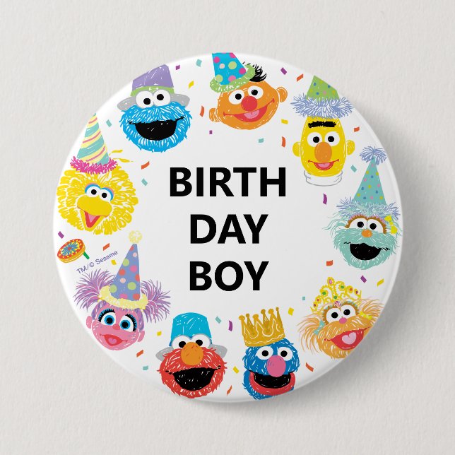 Sesame Street Confetti Birthday Boy Knapp (Framsida)