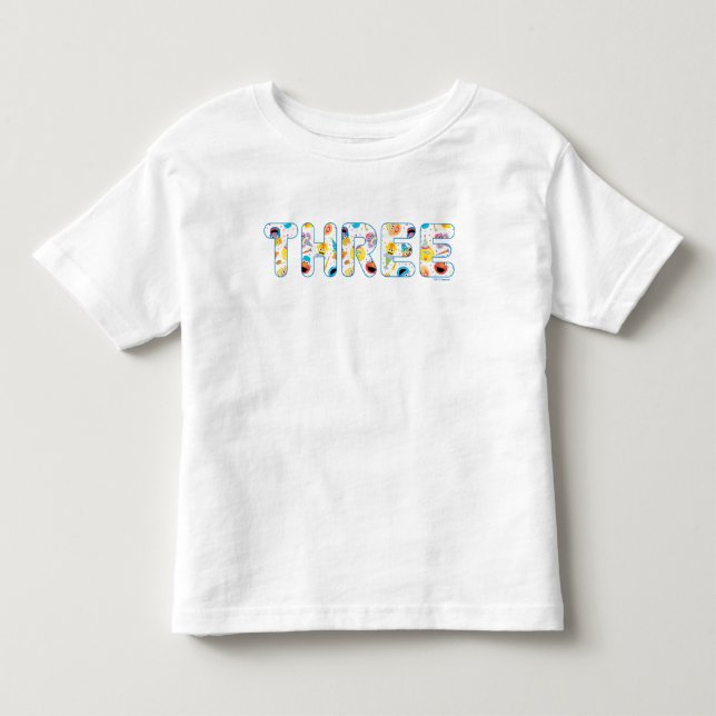 Sesame Street Confetti Mönster, tredje födelsedag T Shirt (Framsida)