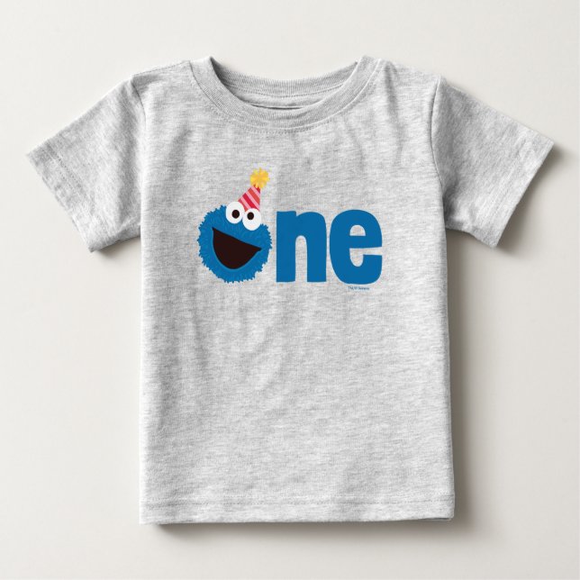 Sesame Street | Cookie Monster 1 första födelsedag T Shirt (Framsida)