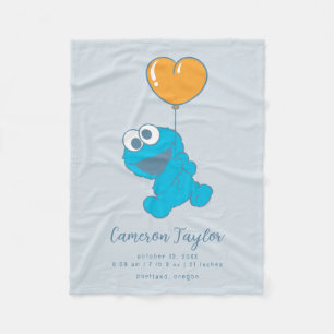 Sesame Street Cookie Monster Baby Birth Stats Fleecefilt
