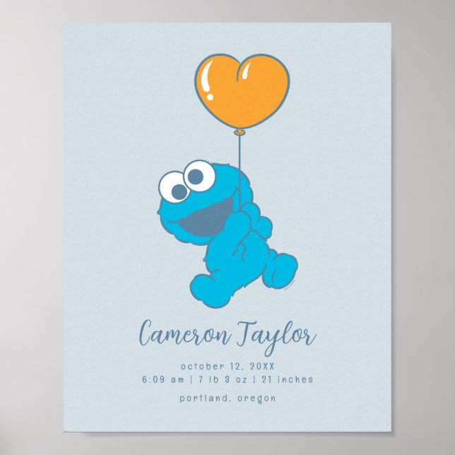 Sesame Street Cookie Monster Baby Birth Stats Poster (Framsidan)