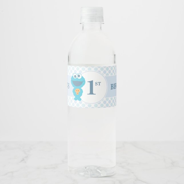 Sesame Street | Cookie Monster Baby Birthday Vattenflaskor Etikett (Framsida)
