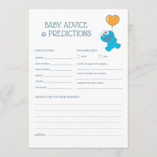 Sesame Street   Cookie Monster Baby Shower Anteckningskort