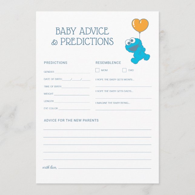 Sesame Street | Cookie Monster Baby Shower Anteckningskort (Framsida)