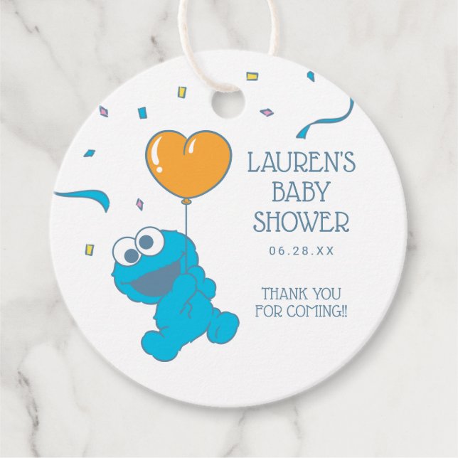 Sesame Street | Cookie Monster Baby Shower Gåvor Etiketter (Framsida)