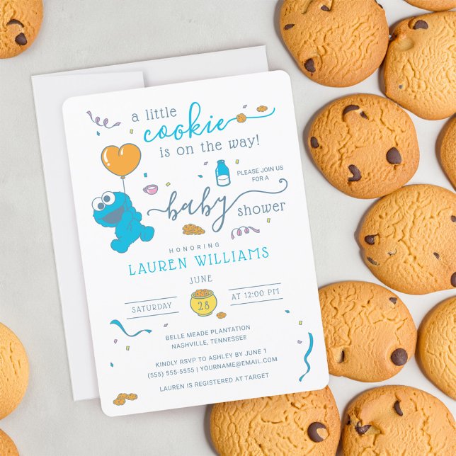 Sesame Street | Cookie Monster Baby Shower Inbjudningar (Card with cookies)