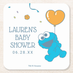 Sesame Street   Cookie Monster Baby Shower Underlägg Papper Kvadrat