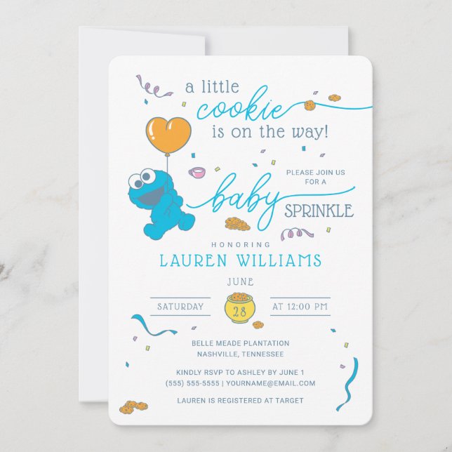 Sesame Street | Cookie Monster Baby Sprinkle Inbjudningar (Framsida)